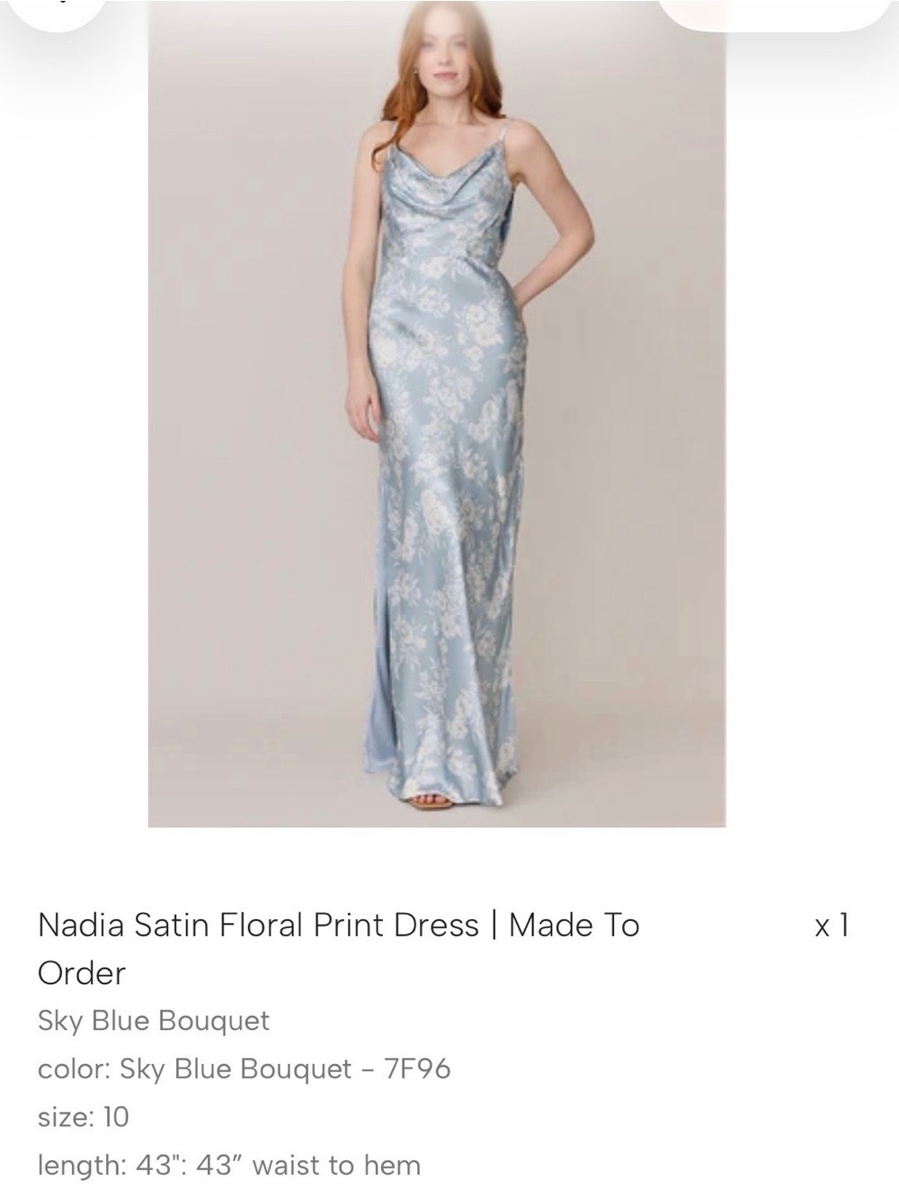 Adia Sky Blue Satin Floral Maxi Dress- EUC- Worn 1x for 4hrs